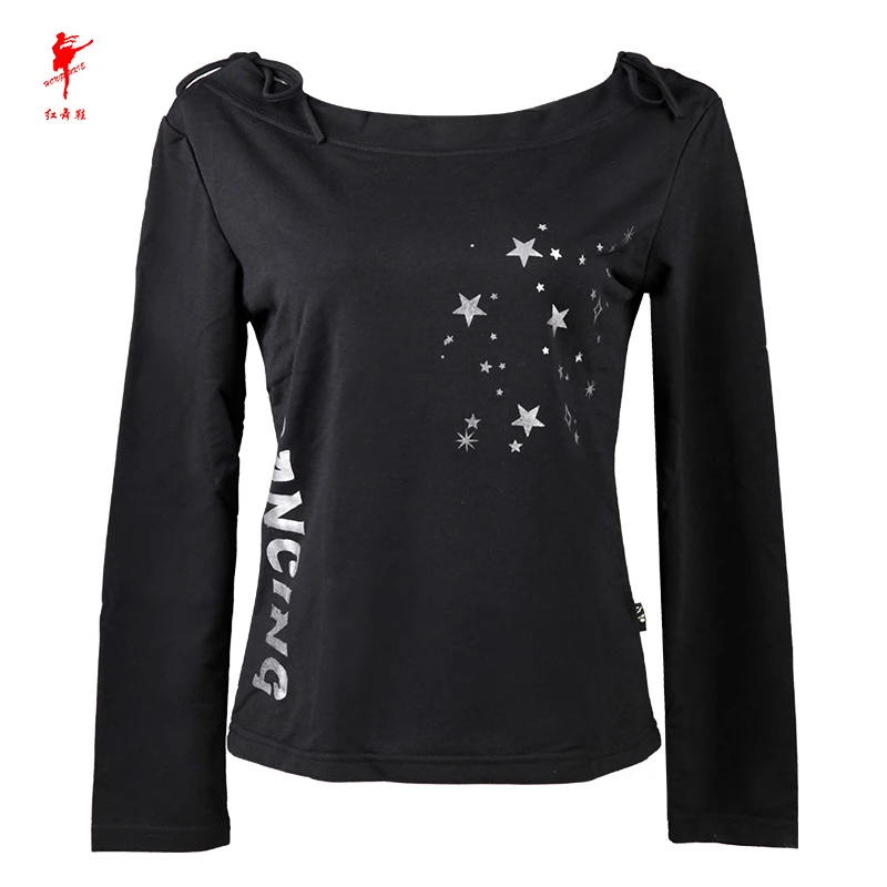 红舞鞋舞蹈服现代舞女成人休闲上衣练功服圆领套头打底百搭3413