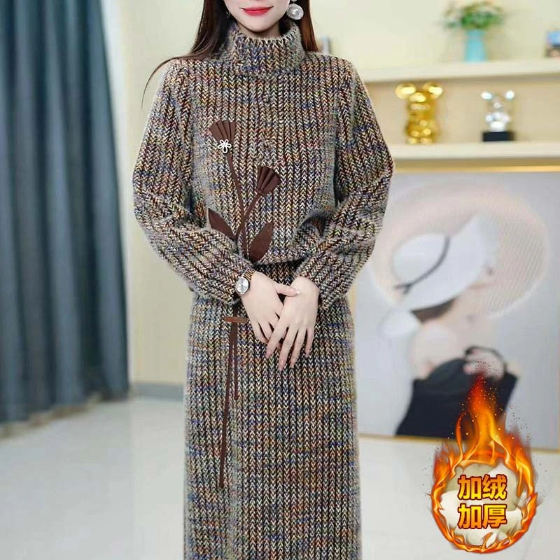 加绒加厚时尚套装女2024秋冬季新款洋气设计感上衣+半身裙两件套