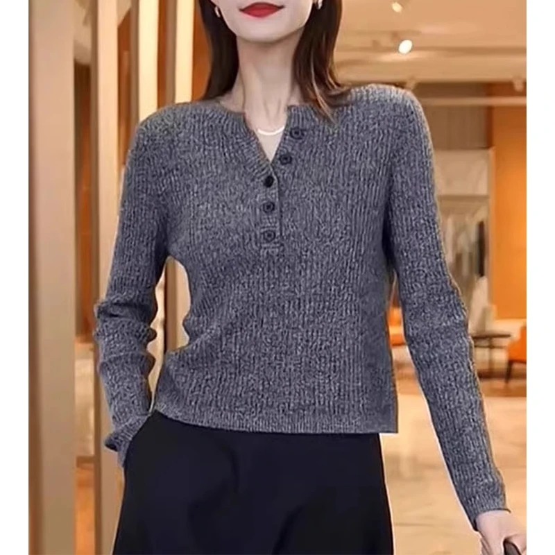 长袖针织衫女士2024春秋季新款网红休闲时尚气质显瘦打底衫上衣潮