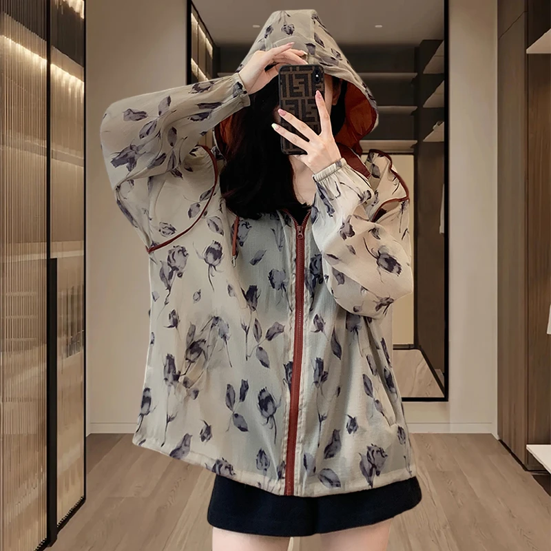 韩版宽松百搭防晒衣女2025夏新款宽松户外透气女士防晒衫洋气减龄