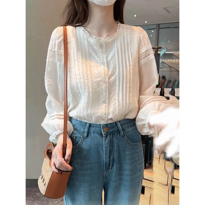 法式拼接衬衫女款外穿2025年春秋季新款小个子百搭小衫长袖上衣潮