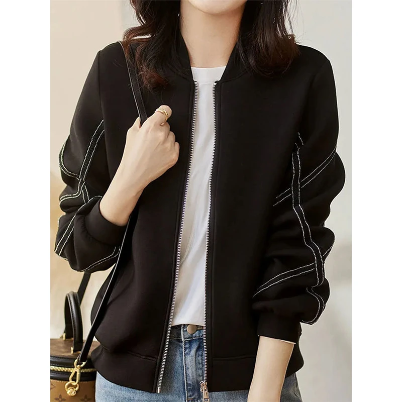 小个子立领外套女2024春秋新款宽松显瘦休闲百搭短款长袖夹克上衣