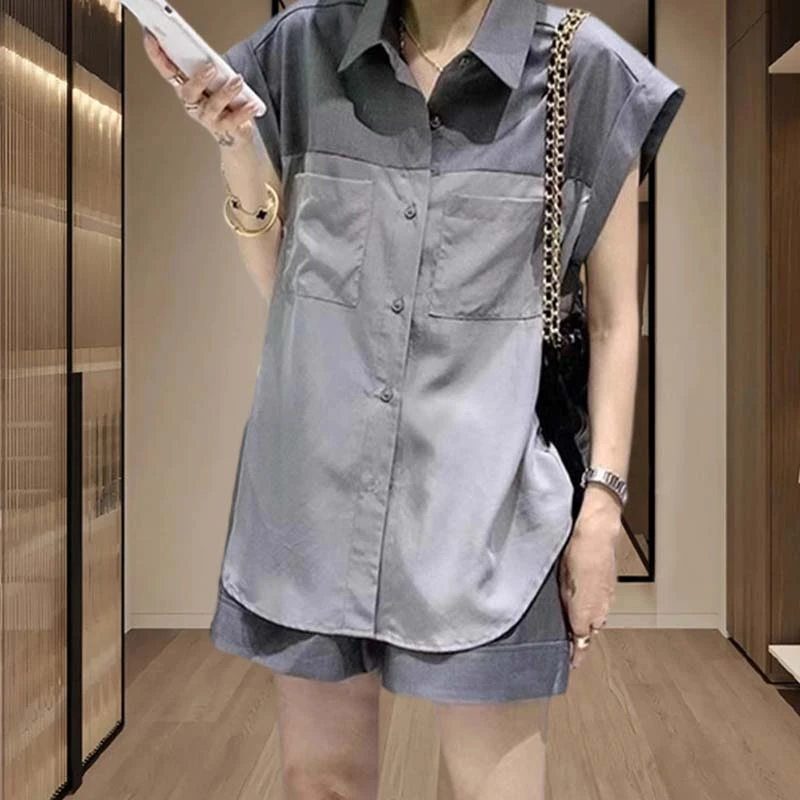 欧货今年流行爆款短袖衬衫短裤套装女夏装2025新款成套搭配两件套