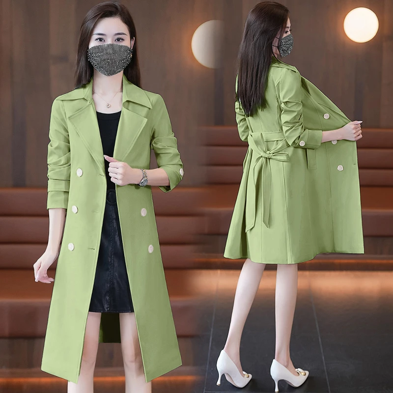 英伦风中长款外套女春秋时尚高级感双排扣流行风衣外套女洋气宽松