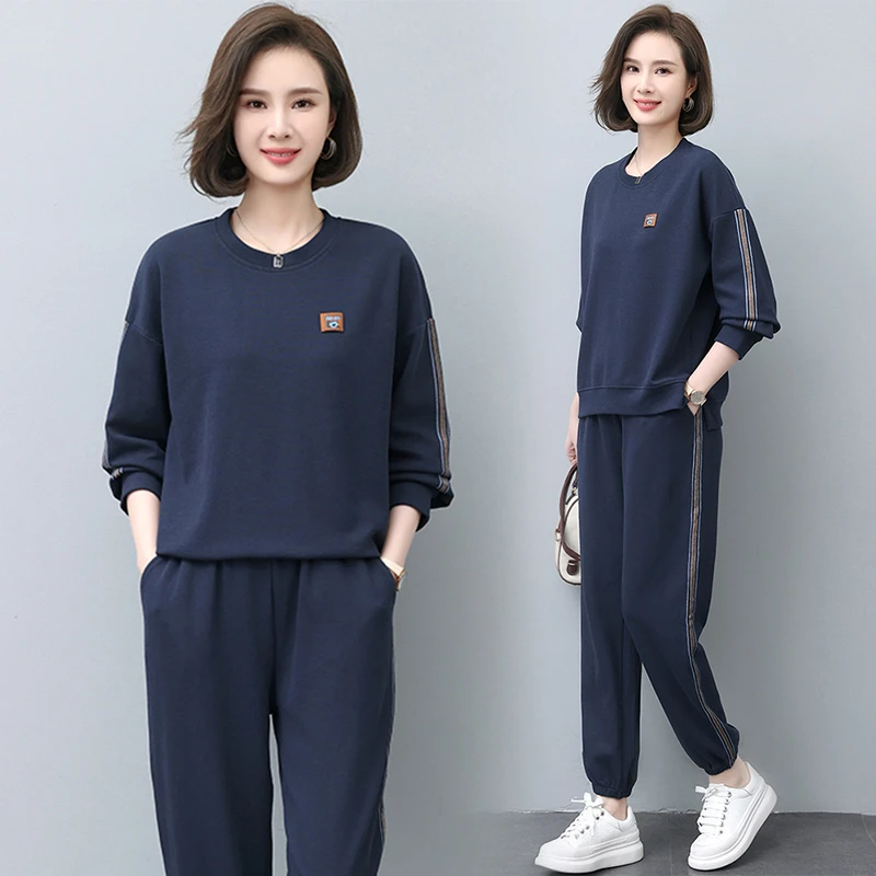 时尚运动服卫衣套装女士2025春秋季新款小个子中年妈妈洋气两件套