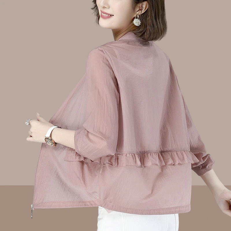 2024夏季防晒衣外套女士中年妈妈宽松休闲户外透气百搭防晒服开衫