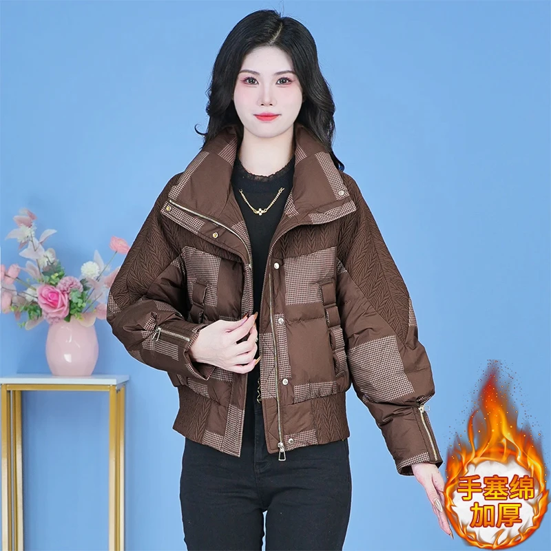 高级感百搭时尚加厚棉服女2025年秋冬季新款高档立领显瘦保暖外套