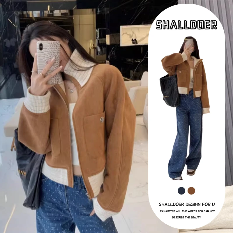 美拉德复古立领加绒外套女士冬装新款时尚洋气爆款小个子加厚上衣