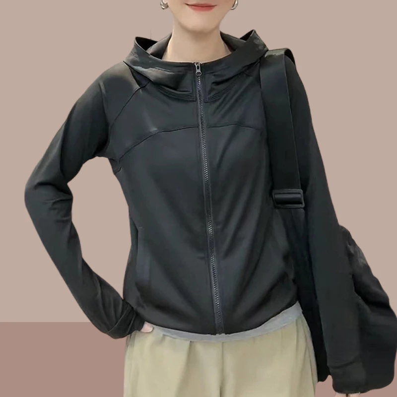 户外通勤防晒衣女款外穿2025夏季新款薄款简约显瘦连帽防晒服外套