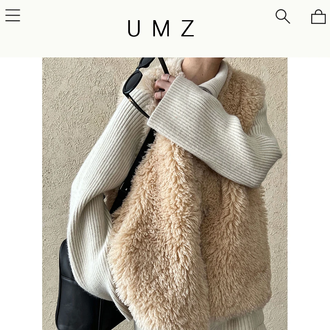 UMZ 高级感宽松气质百搭羊羔毛马甲外套U24S21106