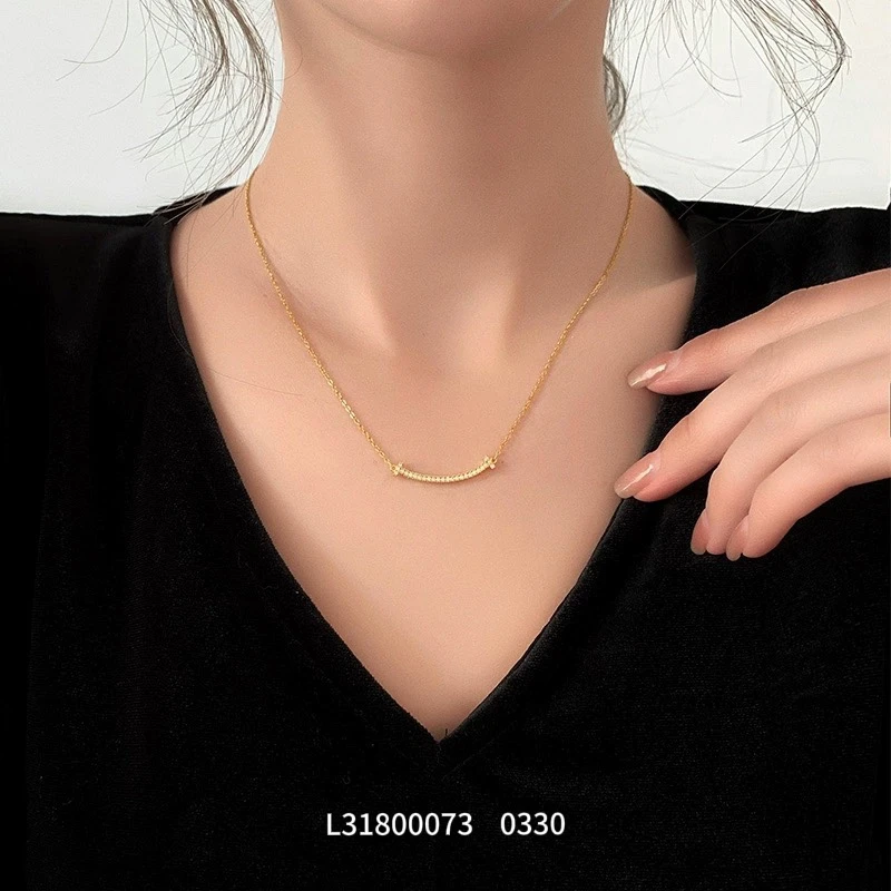 铜合金项链 笑脸铜合金项链 轻奢时尚百搭小众insL2004W/L2003G