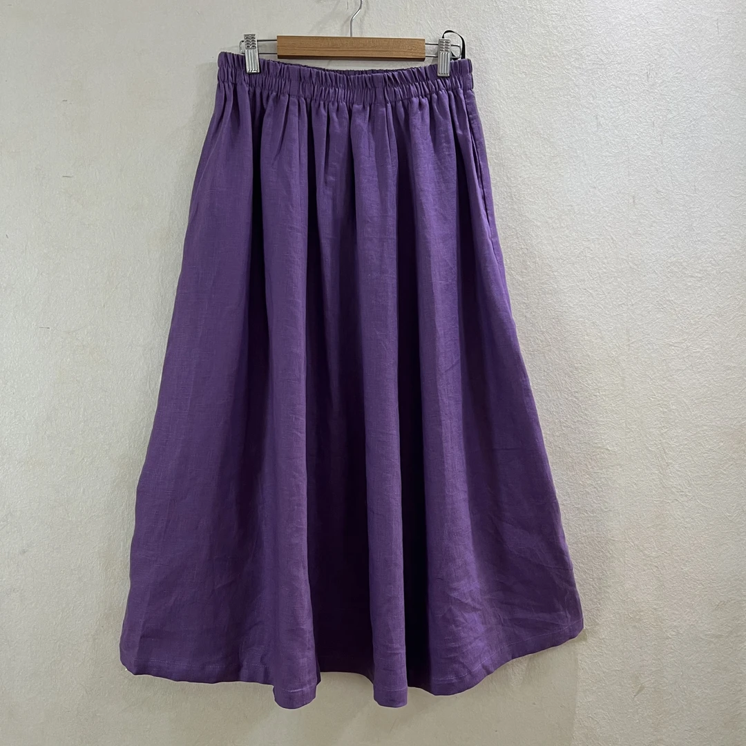 君家三月文艺纯色亚麻半身裙JJSY23009  春款套装之半裙