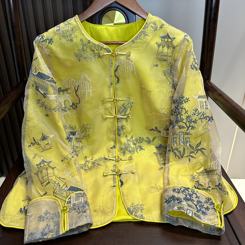 春夏新款国风复古气质刺绣外套