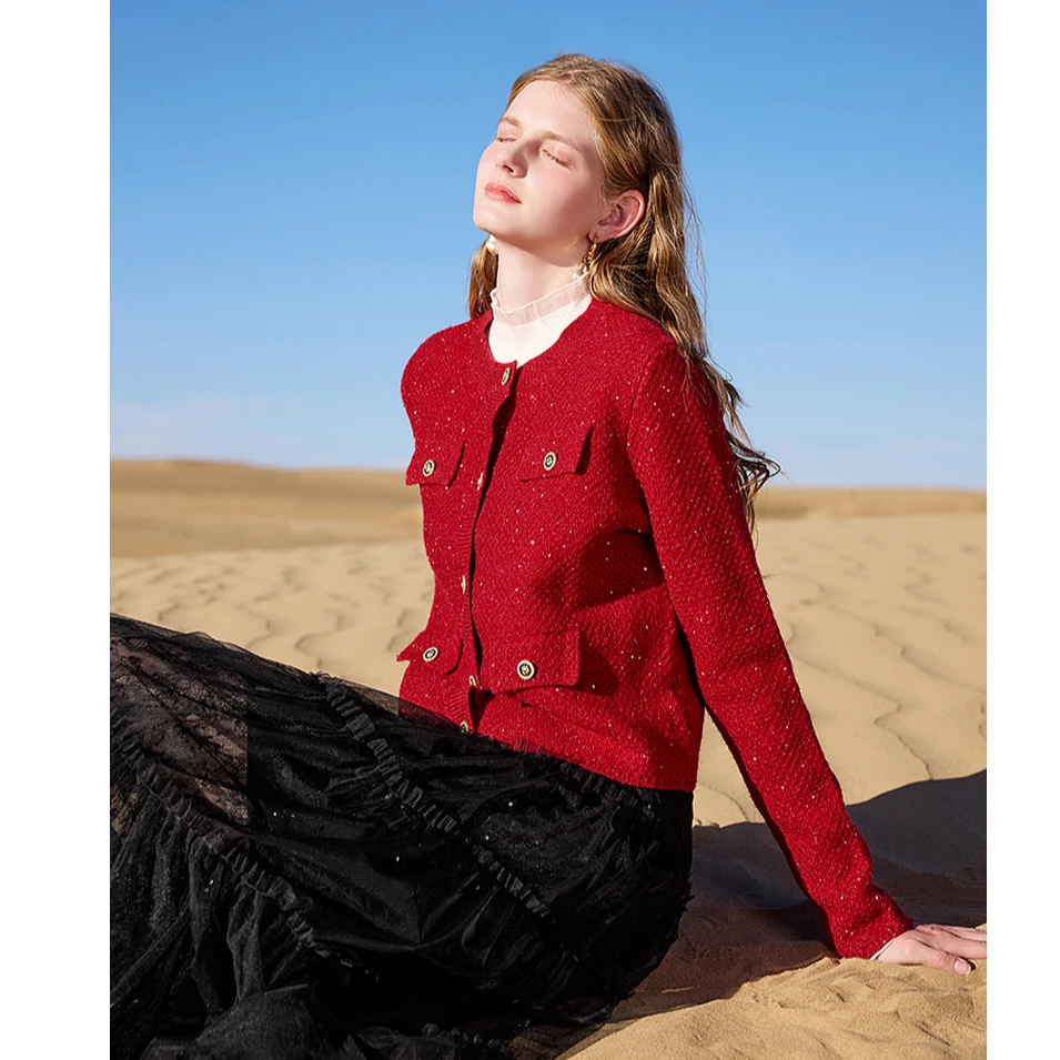 【满天星】秋水伊人小香风针织25年春季法式毛衣外套624101B100233