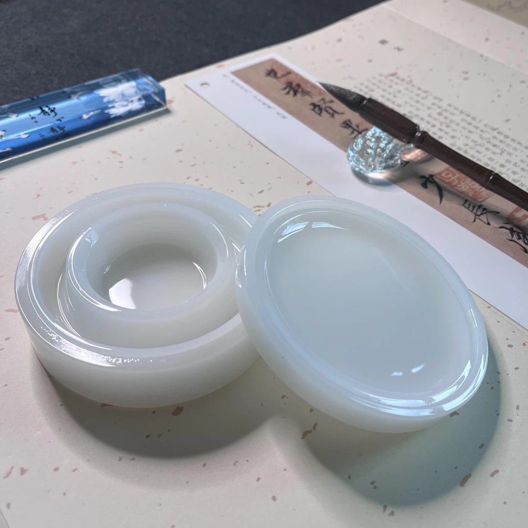 【老工艺】【水晶火锅砚--赠笔搁】4寸不干墨易清洗（追求完美者慎拍）