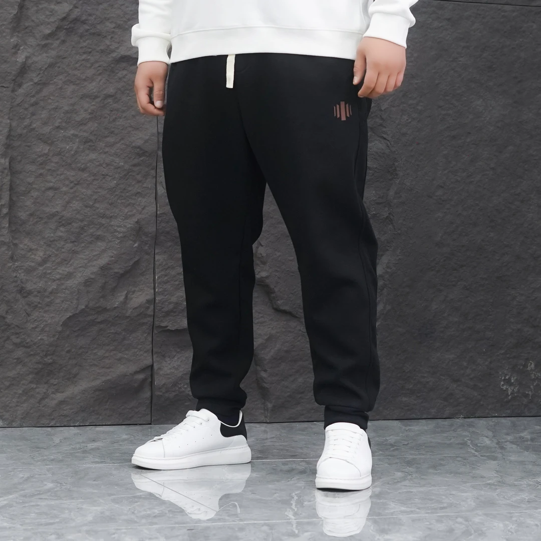2024秋季加肥加大男款黑色休闲裤大码男士宽松针织运动卫裤21959