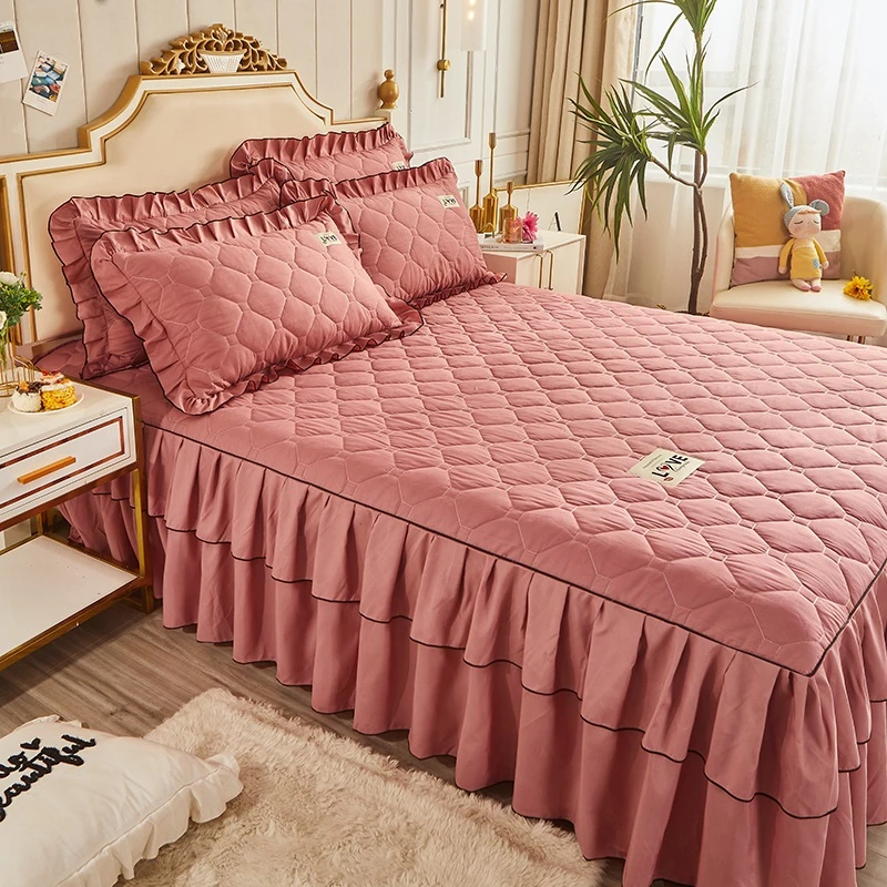 床裙单件床罩床裙款2024年新款裙式高端三件套冬季夹棉加厚遮丑裙