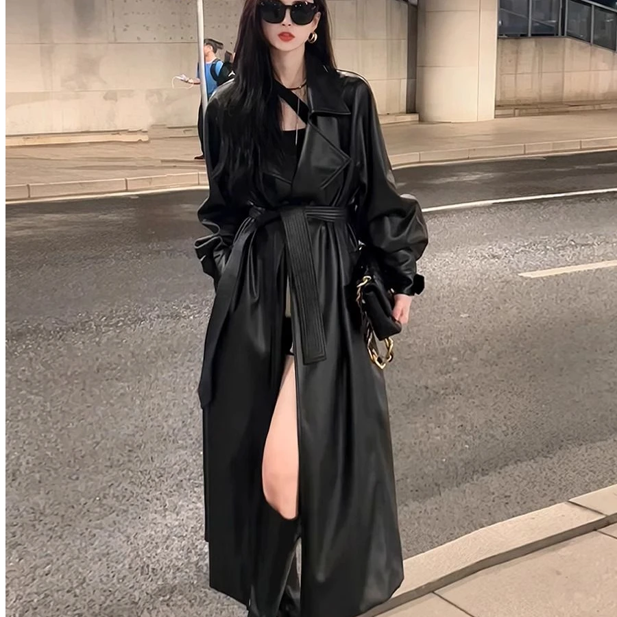 2025秋冬新款保暖皮大衣高级感风衣女长款美拉德时尚宽松显瘦大衣