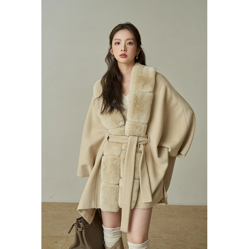 且可ChillCozy 邀月 秘鲁阿尔巴卡绵羊毛羊驼毛大衣