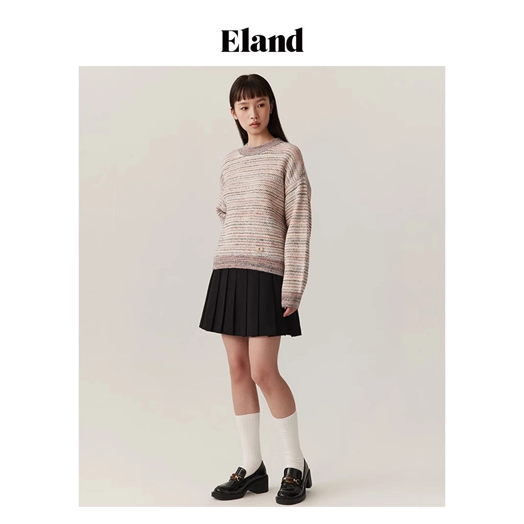 ELAND衣恋温柔针织毛衣秋季新款小香风上衣套头女EEKWC8807I