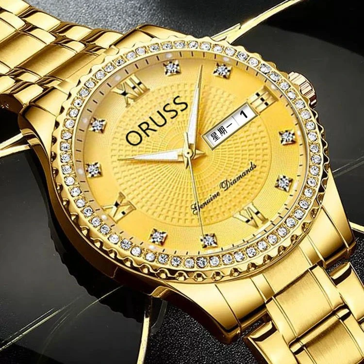 国产下潮流石英表手表男士正品夜光日历防水精钢霸气表气质奢华