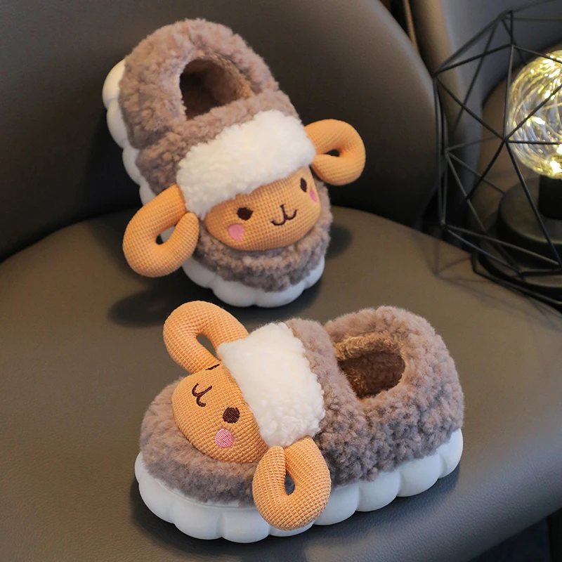 儿童家居棉拖鞋室内宝宝男童女童毛毛拖鞋2024新款秋冬季小孩小童