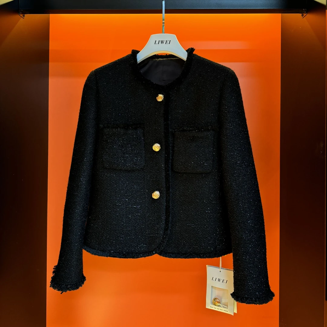 【黑金罗马】秋冬新款轻奢时尚百搭显瘦气质粗花呢上衣女小香风外套