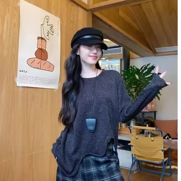 1928 气质百搭波浪显瘦ins网红洋气休闲时尚套头宽松韩版T恤