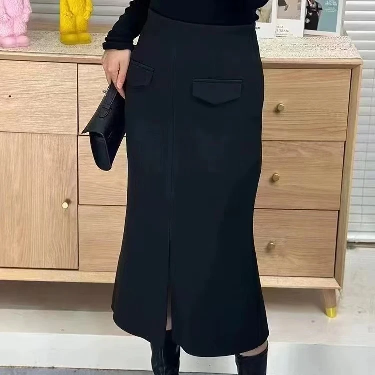 5592百搭洋气鱼尾两面穿减龄时尚中长款修身网红高腰韩版半身裙