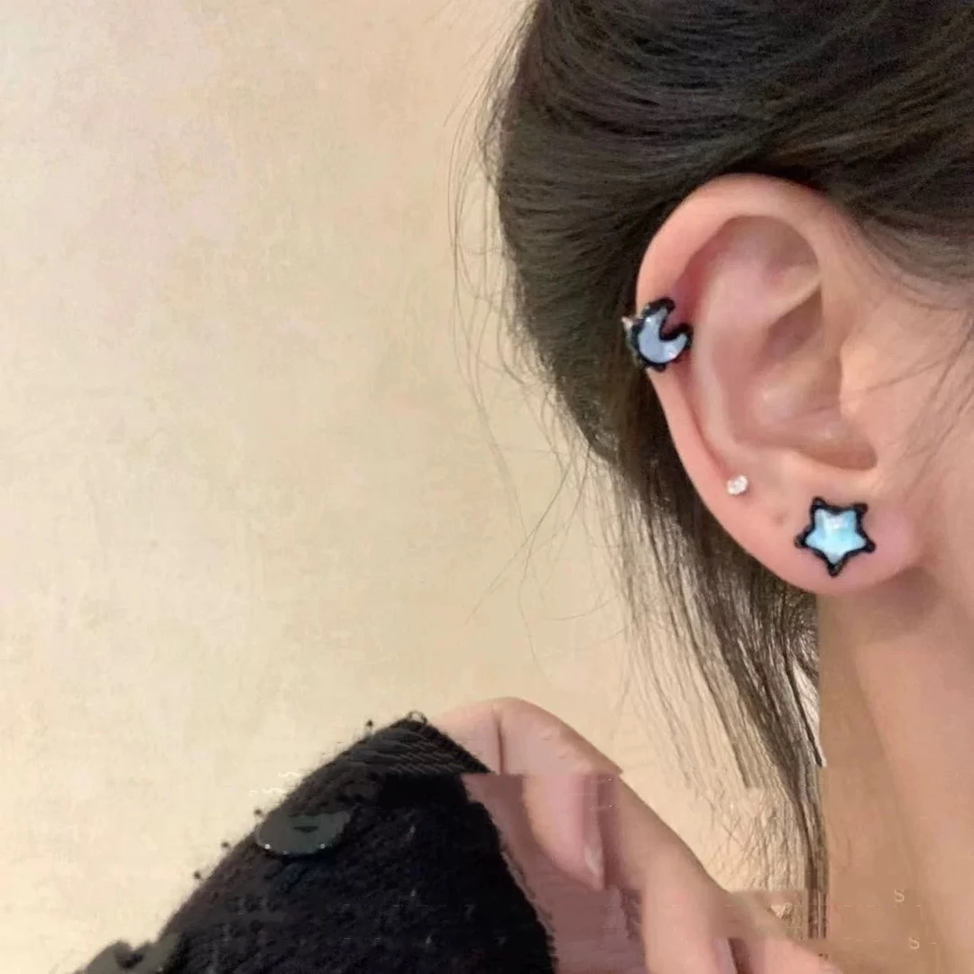 铜合金树脂耳饰 1065《雪莉》四件套水波纹耳钉简约精致彩色可爱ins