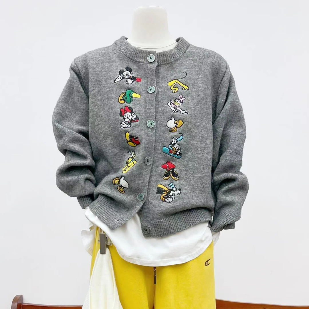 洋气卡通刺绣加厚针织开衫（衣长54）