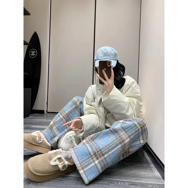 时尚套装女士2023冬季短款气质百搭棉服外套高腰宽松阔腿裤两件套