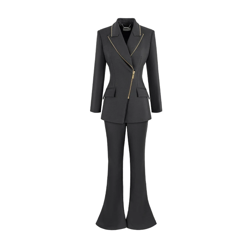 MAGGIEMA马婧斜襟修身西装套装大气高贵两件套时尚女装524C/350P