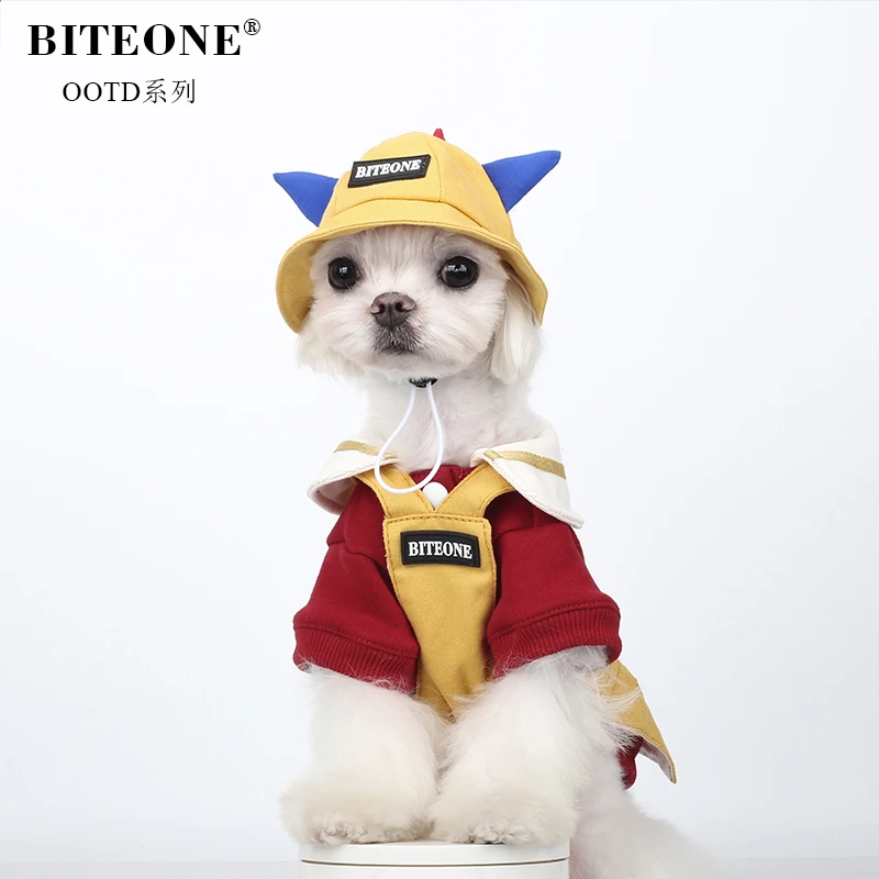 BITEONE【涂鸦幼稚园】猫咪狗狗衣服秋冬新款帽子衣服吊带