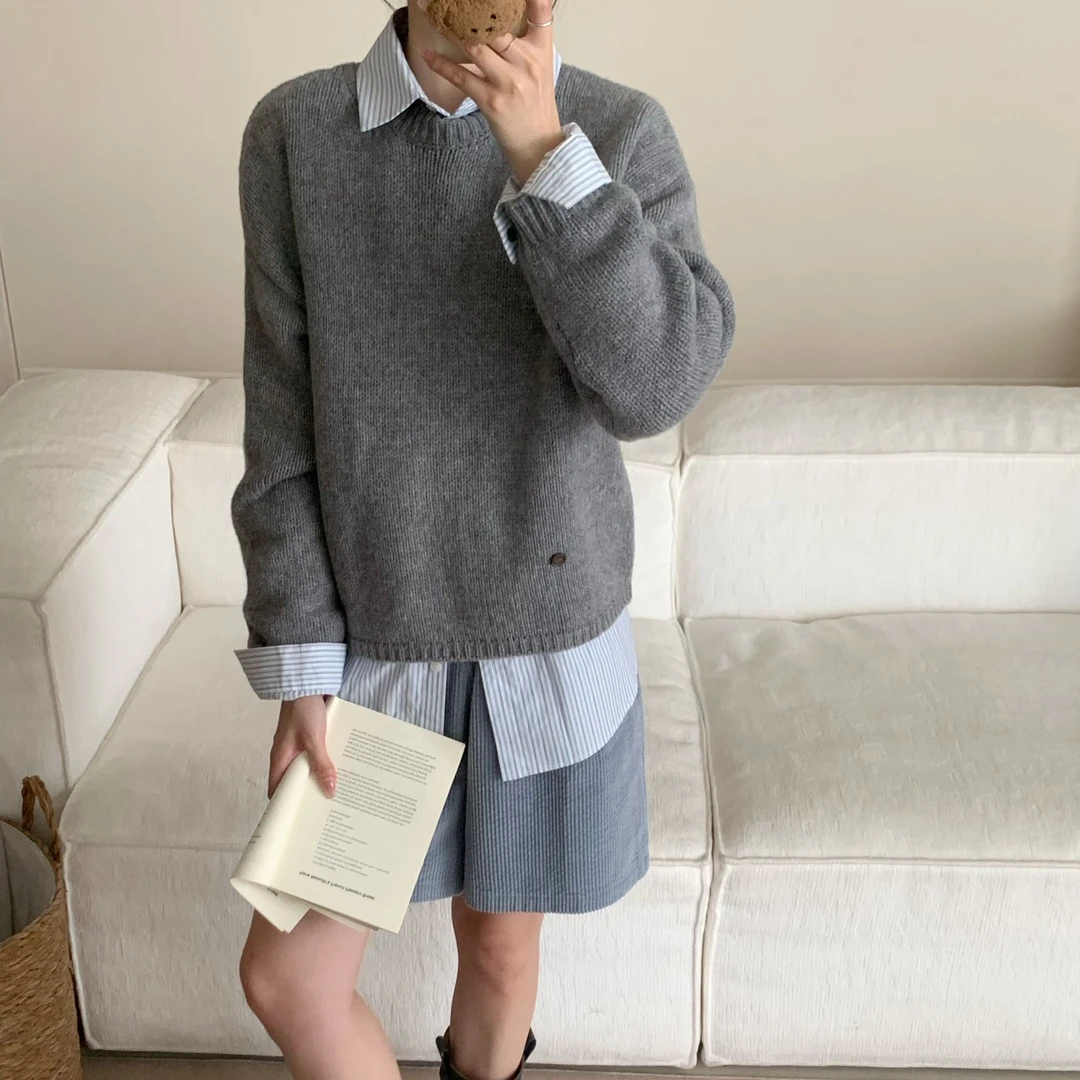 【潘潘】2024年秋冬糖果色超百搭减龄100绵羊毛下摆小牌牌-9531