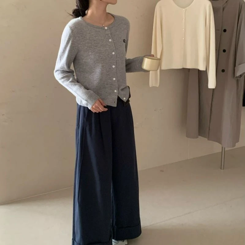 2024秋新款韩系带标圆领套头74绵羊毛针织衫【9376】