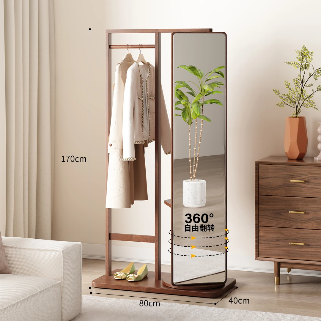 可旋转全身镜子衣帽架一体穿衣镜家用客厅立式穿衣镜女生化妆镜