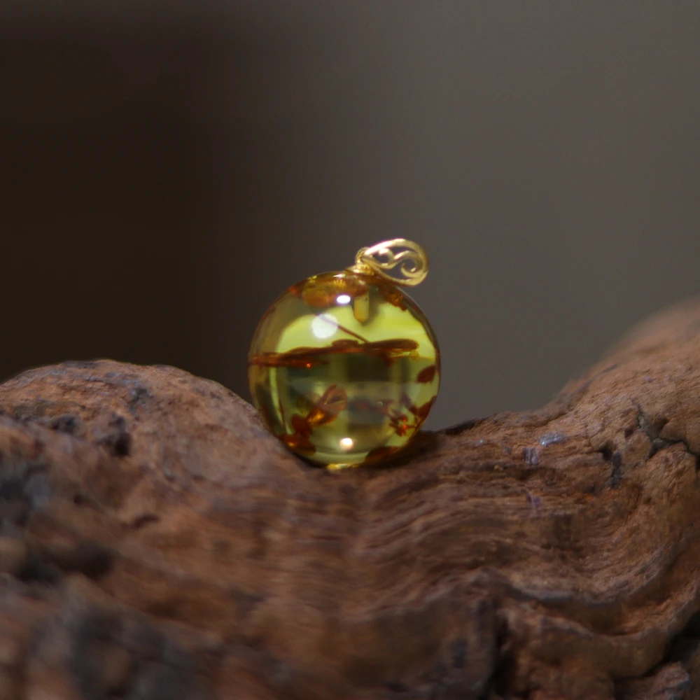 花珀挂件·17mm单珠·18K金镶·多样性发一·SML0207