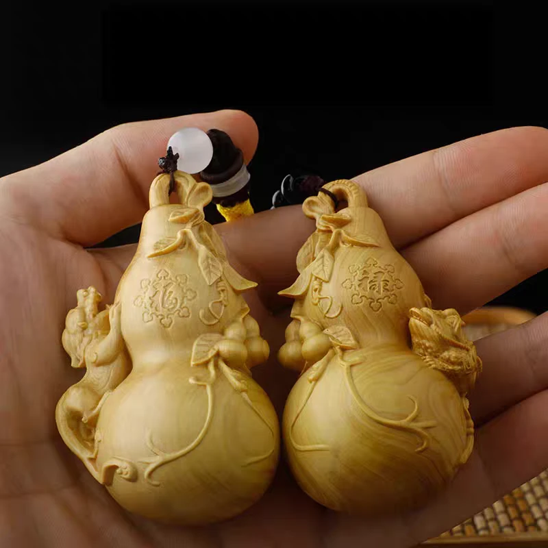 小叶黄杨木雕刻招财进宝貔貅金蟾葫芦实木雕刻随身把件挂件工艺品