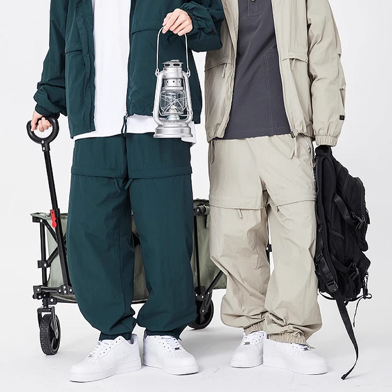 特价清货！日系户外休闲裤男女机能纯色口袋拉链工装裤防水速干裤