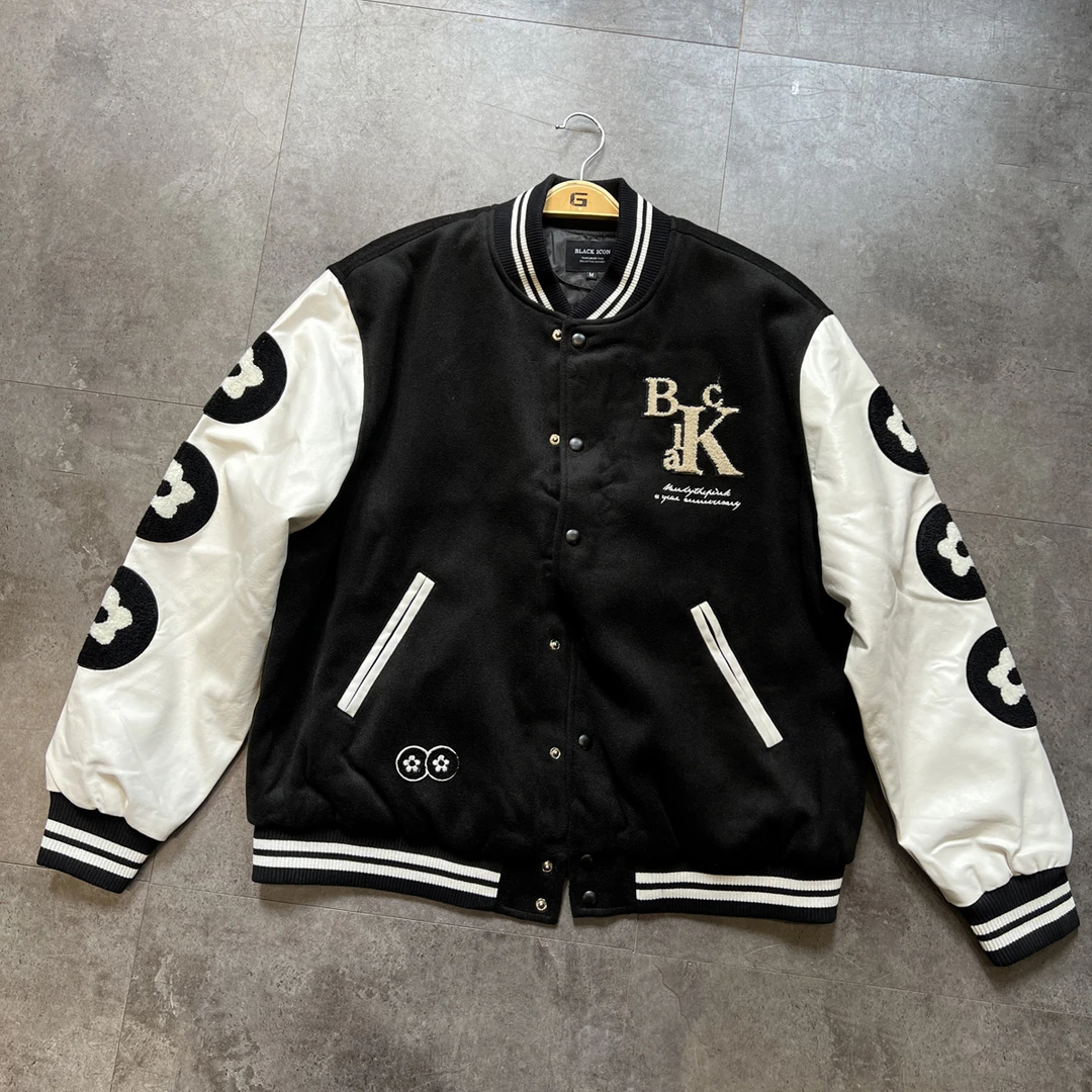 特价清货！刺绣撞色飞行夹克棒球衫棉衣男女美式街头am1夹棉外套潮