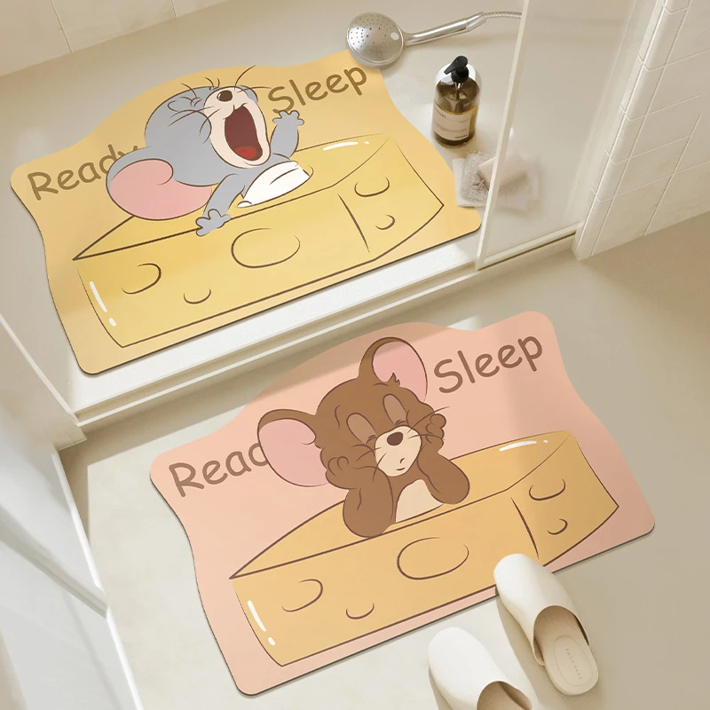 硅藻泥吸水垫浴室防滑脚垫家用奶酪老鼠卡通动漫卫生间门口吸水垫