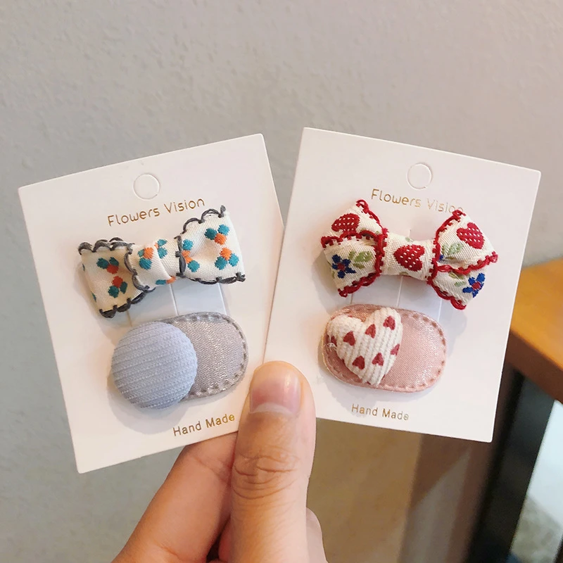 韩版不伤发儿童小宝宝女孩发夹婴儿BB夹包布夹花朵边夹刘海夹发饰