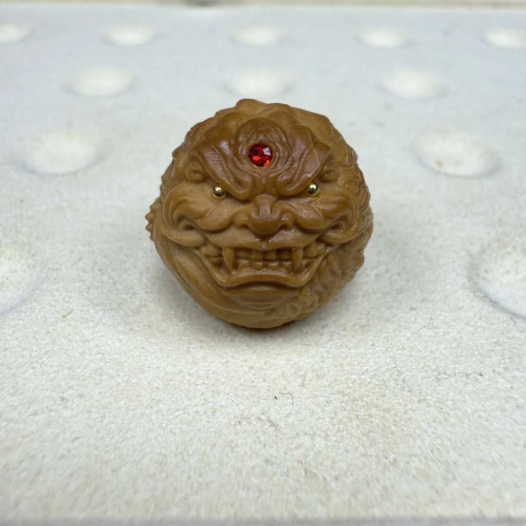 猴头 单颗 雕刻 阿修罗 镶嵌 双面红色