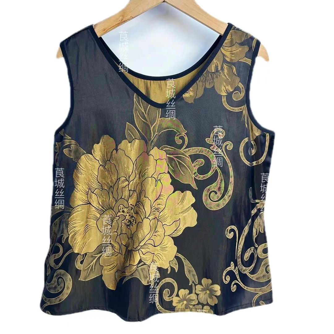 S3147金缕花 多种穿法老料牡丹提花背心