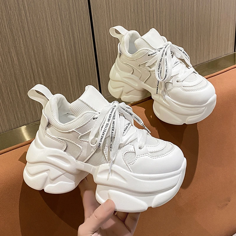 欧货潮牌增高8cm老爹鞋女2024年春季新款爆款厚底网面运动休闲鞋