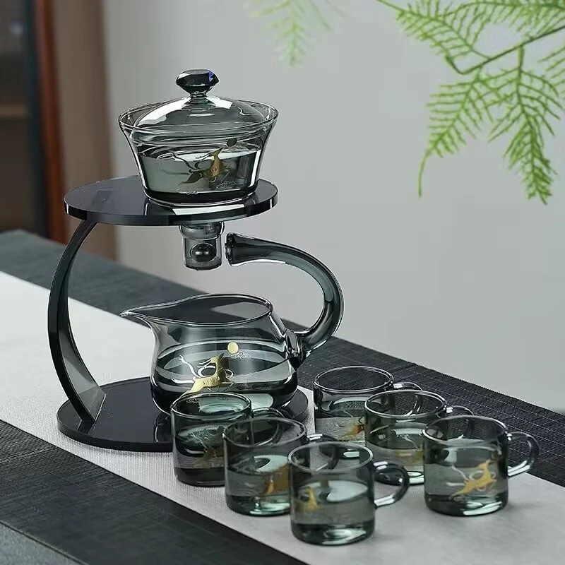 高档耐热玻璃自动泡茶器过滤泡茶杯神器高硼硅功夫茶具套装组合