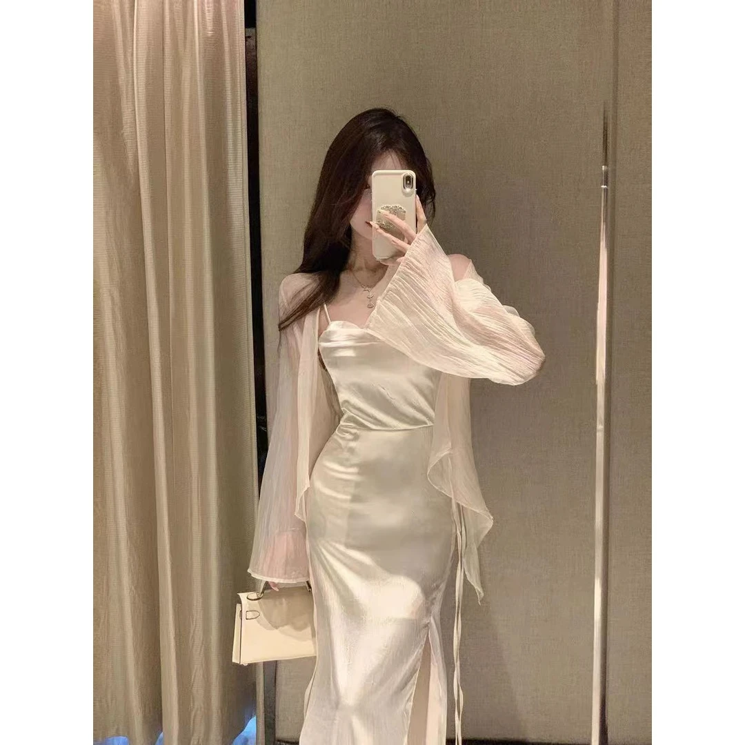 肌理感天丝防晒衣女夏配裙子外搭小披肩开衫外套透气百搭薄纱罩衫