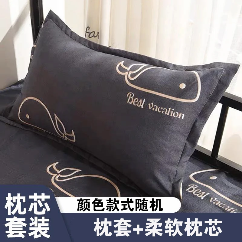 枕头+枕套套装经济款布枕头枕芯枕皮整头家用夏天凉枕夏季棉枕头卡通随机款