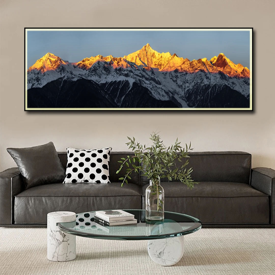 【带灯款】日照金山客厅装饰画极简家居挂画沙发背墙画办公室挂画